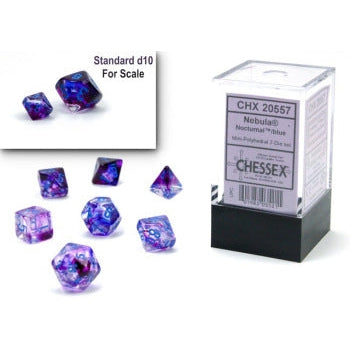 Chessex Mini-Polyhedral 7-Die Set: Nebula - Nocturnal/Blue Luminary