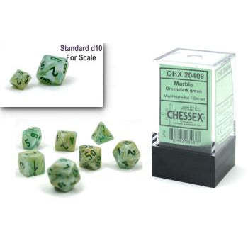 Chessex Mini-Polyhedral 7-Die Set: Marble - Green/Dark Green