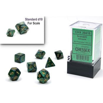 Chessex Mini-Polyhedral 7-Die Set: Scarab - Jade/Gold
