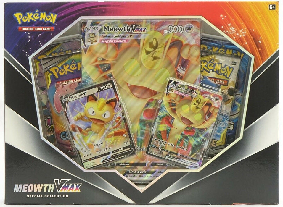 Pokemon TCG: Meowth VMAX Special Collection (International Version, 4 Packs)