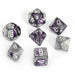 Chessex Dice: Gemini, 7-Piece Sets-Purple-Steel w/White-LVLUP GAMES