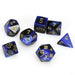 Chessex Dice: Gemini, 7-Piece Sets-Black-Blue w/Gold-LVLUP GAMES